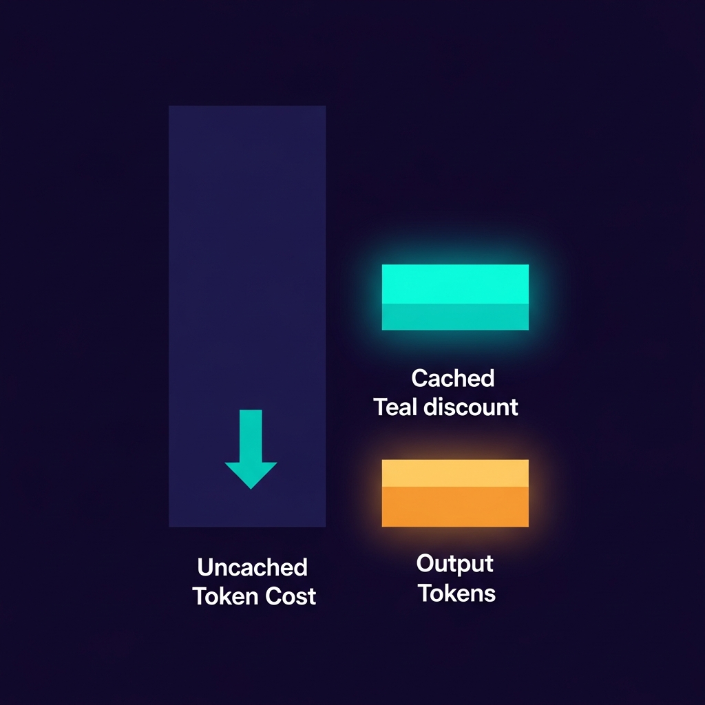 Cost analysis graph showing difference between cached-token discount and overall request cost reduction